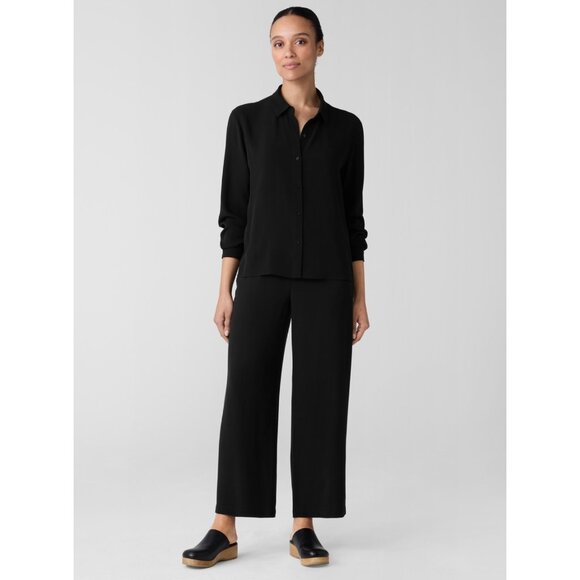 EILEEN FISHER Silk Georgette Crepe Straight Pant Size Small/Petite - Picture 1 of 5